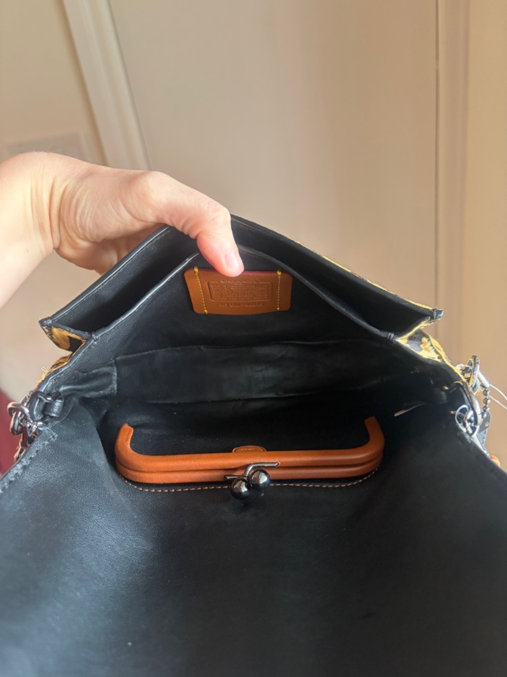 Coach Haircalf Dinky Animal-Print Shoulder Bag in Black and Tan - Picture 8 of 14